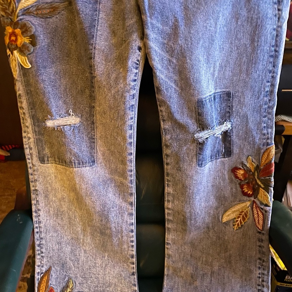 Driftwood Stella Straight Feathery Leaf Jeans
